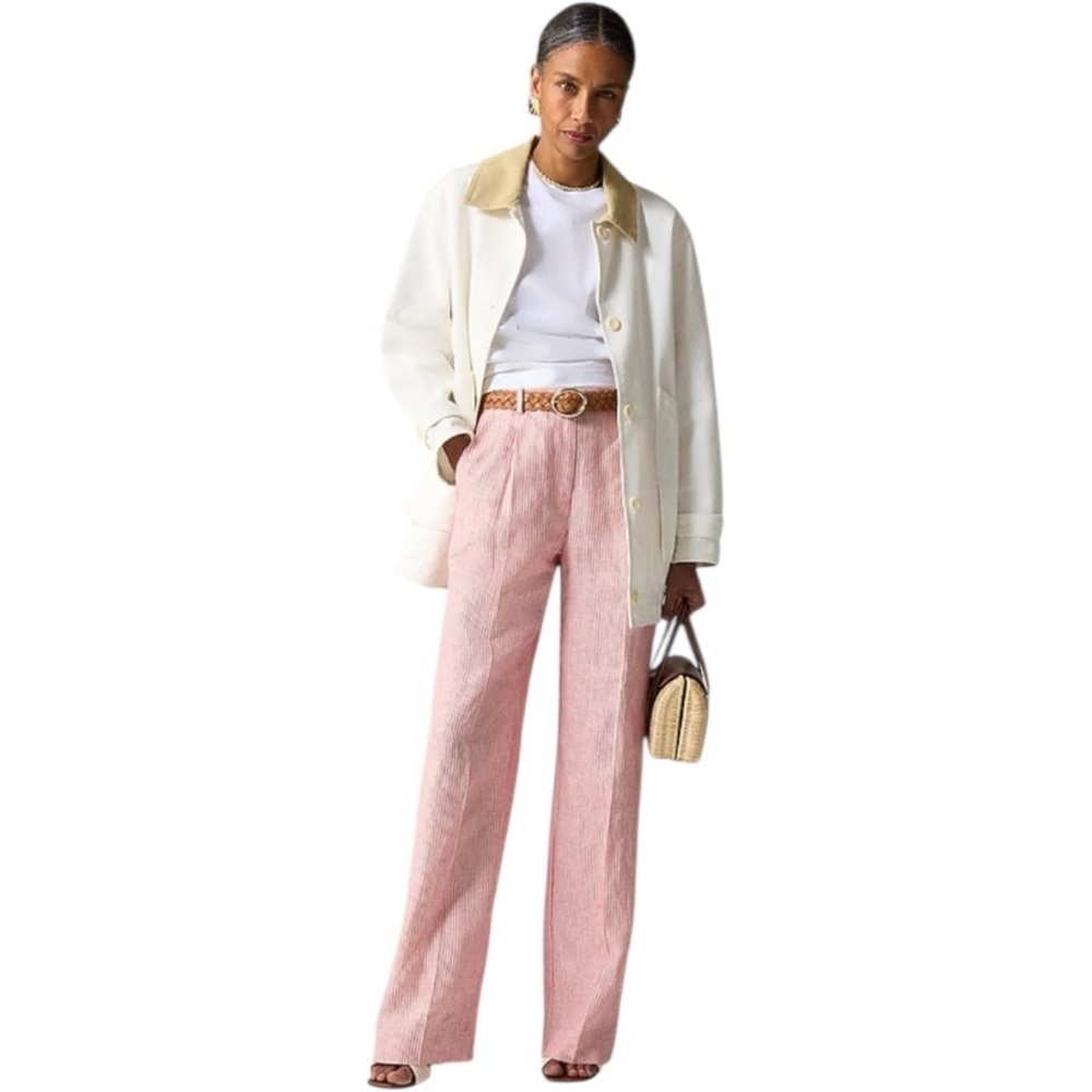 J. Crew Wide-leg Essential pant in striped linen